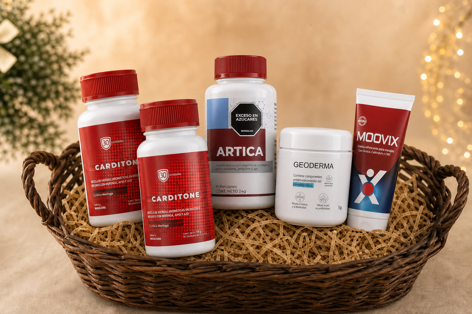 Canasta premium con cinco productos seleccionados